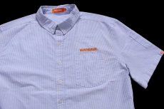 画像3: WHATABURGER ワッタバーガー 刺繍 ストライプ ボタンダウン 半袖 オックスフォード シャツ サックス×白 L (3)