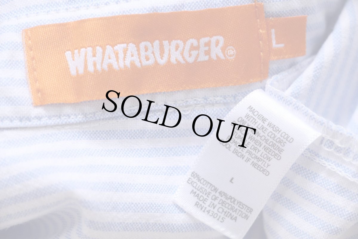画像4: WHATABURGER ワッタバーガー 刺繍 ストライプ ボタンダウン 半袖 オックスフォード シャツ サックス×白 L (4)