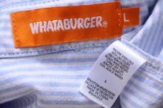 画像4: WHATABURGER ワッタバーガー 刺繍 ストライプ ボタンダウン 半袖 オックスフォード シャツ サックス×白 L (4)