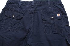 画像4: 00s メキシコ製 carharttカーハート コットン キャンバス カーゴ ショートパンツ 濃紺 12★ショーツ (4)
