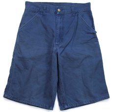 画像1: 00s carharttカーハート SINGLE KNEE BERMUDA コットンツイル ペインター ショートパンツ ネイビー W29★ショーツ (1)