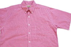 画像3: 90s L.L.Bean ギンガムチェック ボタンダウン 半袖 コットンシャツ 赤×白 M-R (3)