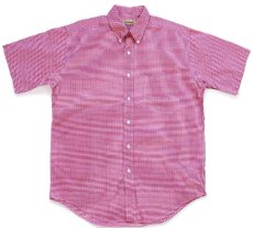 画像1: 90s L.L.Bean ギンガムチェック ボタンダウン 半袖 コットンシャツ 赤×白 M-R (1)