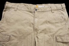 画像3: carharttカーハート RIGBY CARGO SHORT ストレッチ ダック地 カーゴ ショートパンツ カーキ W42★13 ショーツ (3)