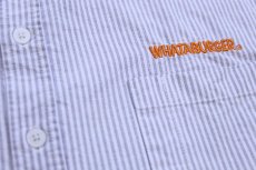 画像5: WHATABURGER ワッタバーガー 刺繍 ストライプ ボタンダウン 半袖 オックスフォード シャツ グレー×白 L (5)