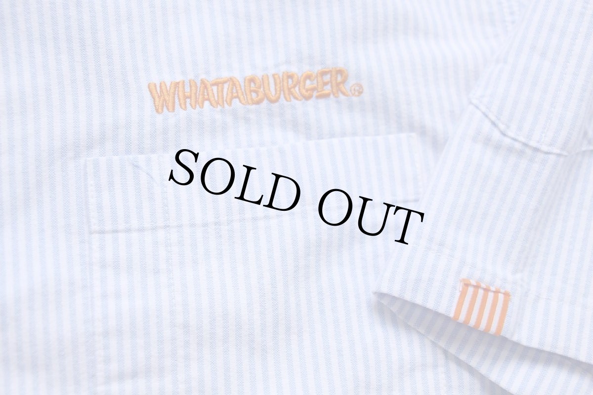 画像5: WHATABURGER ワッタバーガー 刺繍 ストライプ ボタンダウン 半袖 オックスフォード シャツ サックス×白 L (5)