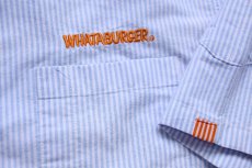 画像5: WHATABURGER ワッタバーガー 刺繍 ストライプ ボタンダウン 半袖 オックスフォード シャツ サックス×白 L (5)