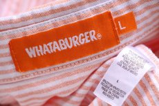 画像4: WHATABURGER ワッタバーガー 刺繍 ストライプ ボタンダウン 半袖 オックスフォード シャツ オレンジ×白 L (4)