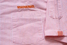 画像5: WHATABURGER ワッタバーガー 刺繍 ストライプ ボタンダウン 半袖 オックスフォード シャツ オレンジ×白 L (5)