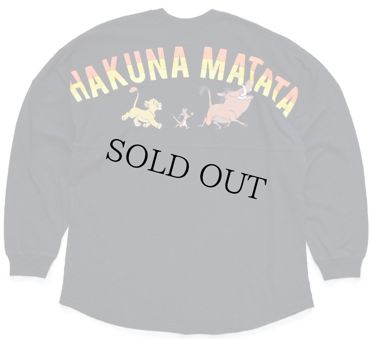 画像1: DISNEYディズニー SPIRIT JERSEY THE LION KING ライオンキング HAKUNA MATATA シンバ ティモン プンバァ コットン 長袖Tシャツ 黒 (1)