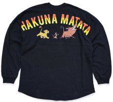 画像1: DISNEYディズニー SPIRIT JERSEY THE LION KING ライオンキング HAKUNA MATATA シンバ ティモン プンバァ コットン 長袖Tシャツ 黒 (1)
