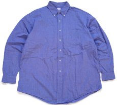画像1: 90s USA製 Brooks Brothersブルックスブラザーズ Makers 無地 ボタンダウン コットンシャツ 薄紺 17.5-6★特大 (1)