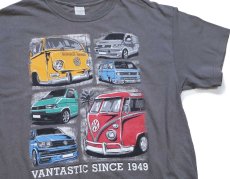 画像1: VW VOLKSWAGENフォルクスワーゲン VANTASTIC SINCE 1949 タイプ2 ワーゲンバス ヴァナゴン カラベル コットンTシャツ グレー L (1)