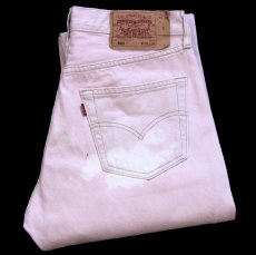 画像1: 00s ポーランド製 Levi'sリーバイス 501 ブリーチ加工 カラーデニムパンツ 薄ピンク W32 L34★SDP4462 ユーロ (1)