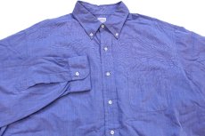 画像3: 90s USA製 Brooks Brothersブルックスブラザーズ Makers 無地 ボタンダウン コットンシャツ 薄紺 17.5-6★特大 (3)