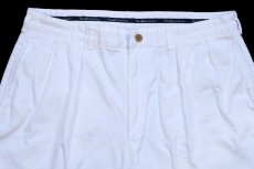 画像3: 90s メキシコ製 ポロ ラルフローレン TYLER SHORT ツータック コットン チノ ショートパンツ 白 W34★150 ショーツ (3)