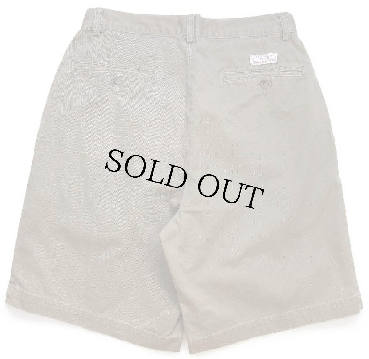 画像2: 90s メキシコ製 ポロ ラルフローレン TYLER SHORT ツータック コットン チノ ショートパンツ グリーングレー W30★136 ショーツ (2)