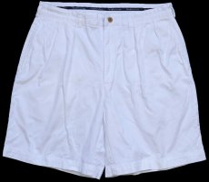 画像1: 90s メキシコ製 ポロ ラルフローレン TYLER SHORT ツータック コットン チノ ショートパンツ 白 W34★150 ショーツ (1)