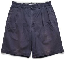 画像1: 90s メキシコ製 ポロ ラルフローレン TYLER SHORT ツータック コットン チノ ショートパンツ ナス紺 フェード W32★143 ショーツ (1)
