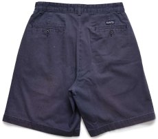 画像2: 90s メキシコ製 ポロ ラルフローレン TYLER SHORT ツータック コットン チノ ショートパンツ ナス紺 フェード W32★143 ショーツ (2)