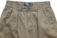 画像3: 90s メキシコ製 ポロ ラルフローレン TYLER SHORT ツータック コットン チノ ショートパンツ グリーングレー W30★136 ショーツ (3)