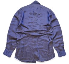 画像2: 90s 日本製 agnes b. homme PARIS アニエスべー オム 無地 アセテート×レーヨン サテンシャツ ネイビーグレー 1 (2)