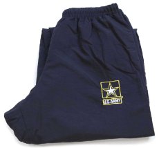 画像1: 18 米軍 U.S.ARMY ロゴ刺繍 APFU トレーニング ナイロンパンツ 黒 S/R★01 IPFU (1)