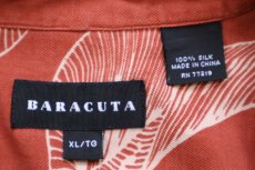 画像4: 00s BARACUTAバラクータ リーフ 総柄 半袖 オープンカラー シルクシャツ 赤茶 XL (4)