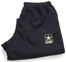 画像1: 米軍 U.S.ARMY ロゴ刺繍 APFU トレーニング ナイロンパンツ 黒★17 IPFU (1)