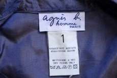 画像4: 90s 日本製 agnes b. homme PARIS アニエスべー オム 無地 アセテート×レーヨン サテンシャツ ネイビーグレー 1 (4)