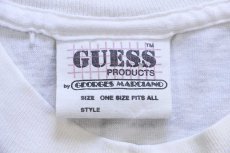画像4: 80s USA製 GUESS by GEORGES MARCIANO ゲス WORKOUT WITH GUESS ウサギ イラスト 蛍光プリント コットンTシャツ アイボリー (4)