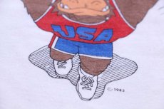 画像5: 80s BEAST ゴリラ ウエイトリフティング イラスト 染み込みプリント コットンTシャツ 白 (5)
