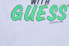 画像6: 80s USA製 GUESS by GEORGES MARCIANO ゲス WORKOUT WITH GUESS ウサギ イラスト 蛍光プリント コットンTシャツ アイボリー (6)