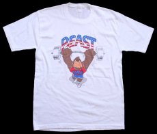 画像2: 80s BEAST ゴリラ ウエイトリフティング イラスト 染み込みプリント コットンTシャツ 白 (2)