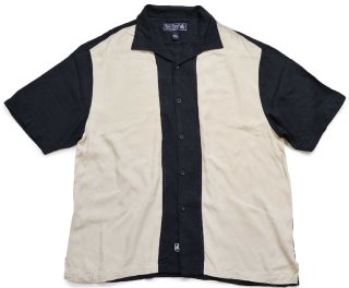 50s King Louieキングルイ レーヨン ボウリングシャツ 黒 S