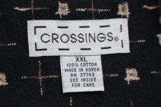 画像5: 90s CROSSINGS 総柄 プリント コットンシャツ 黒 XXL★特大 (5)