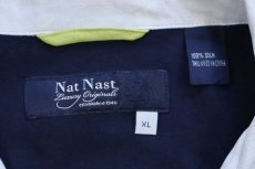 画像5: Nat Nast ツートン 切り替え ステッチ装飾 半袖 オープンカラー シルクシャツ 紺×オフホワイト XL (5)