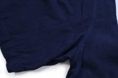 画像6: Nat Nast ツートン 切り替え ステッチ装飾 半袖 オープンカラー シルクシャツ 紺×オフホワイト XL (6)