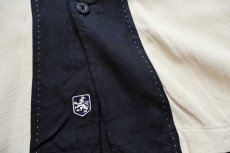 画像5: Nat Nast ツートン 切り替え ステッチ装飾 半袖 オープンカラー シルクシャツ 黒×ベージュ XL (5)