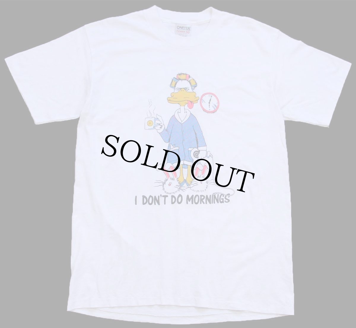 画像2: 90s USA製 I DON'T DO MORNINGS ダック イラスト Tシャツ 白 XL (2)