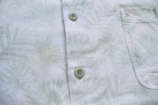 画像6: Nat Nast リーフ 総柄 半袖 シルク×コットンシャツ オフホワイト×薄緑 XXL★特大 (6)