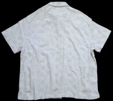 画像2: Nat Nast リーフ 総柄 半袖 シルク×コットンシャツ オフホワイト×薄緑 XXL★特大 (2)