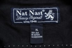 画像4: Nat Nast ツートン 切り替え ステッチ装飾 半袖 オープンカラー シルクシャツ 黒×ベージュ XL (4)