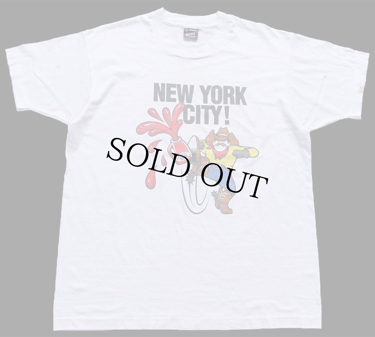 画像2: 90s USA製 NEW YORK CITY ! SALSA カウボーイ イラスト Pace ロゴ 両面プリント Tシャツ 白 L (2)