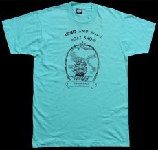 画像2: 90s USA製 ANTIQUE AND Classic BOAT SHOW CALADESI ISLAND State Park 帆船 アート Tシャツ ティファニーブルー L (2)
