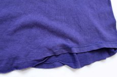 画像6: 90s USA製 Championチャンピオン ワンポイント スクリプト ロゴ刺繍 リブライン コットンTシャツ 薄紫 フェード L (6)