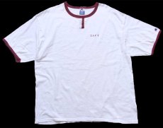画像2: 90s USA製 Championチャンピオン TAFT チョコチン コットン リンガーTシャツ 白×ワインレッド XL (2)