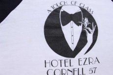 画像4: 70s USA製 RUSSELLラッセル HOTEL EZRA CORNELL 57 アート 七分袖 ラグランTシャツ 白×黒 XL (4)