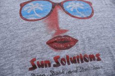 画像4: 80s USA製 Sun Solutions サングラス ヤシの木 アート ノースリーブ Tシャツ 杢グレー XL (4)