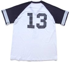 画像3: 80s OLE FOOLS 13 ナンバリング ツートン 切り替え Vネック アスレチックTシャツ 白×黒 (3)
